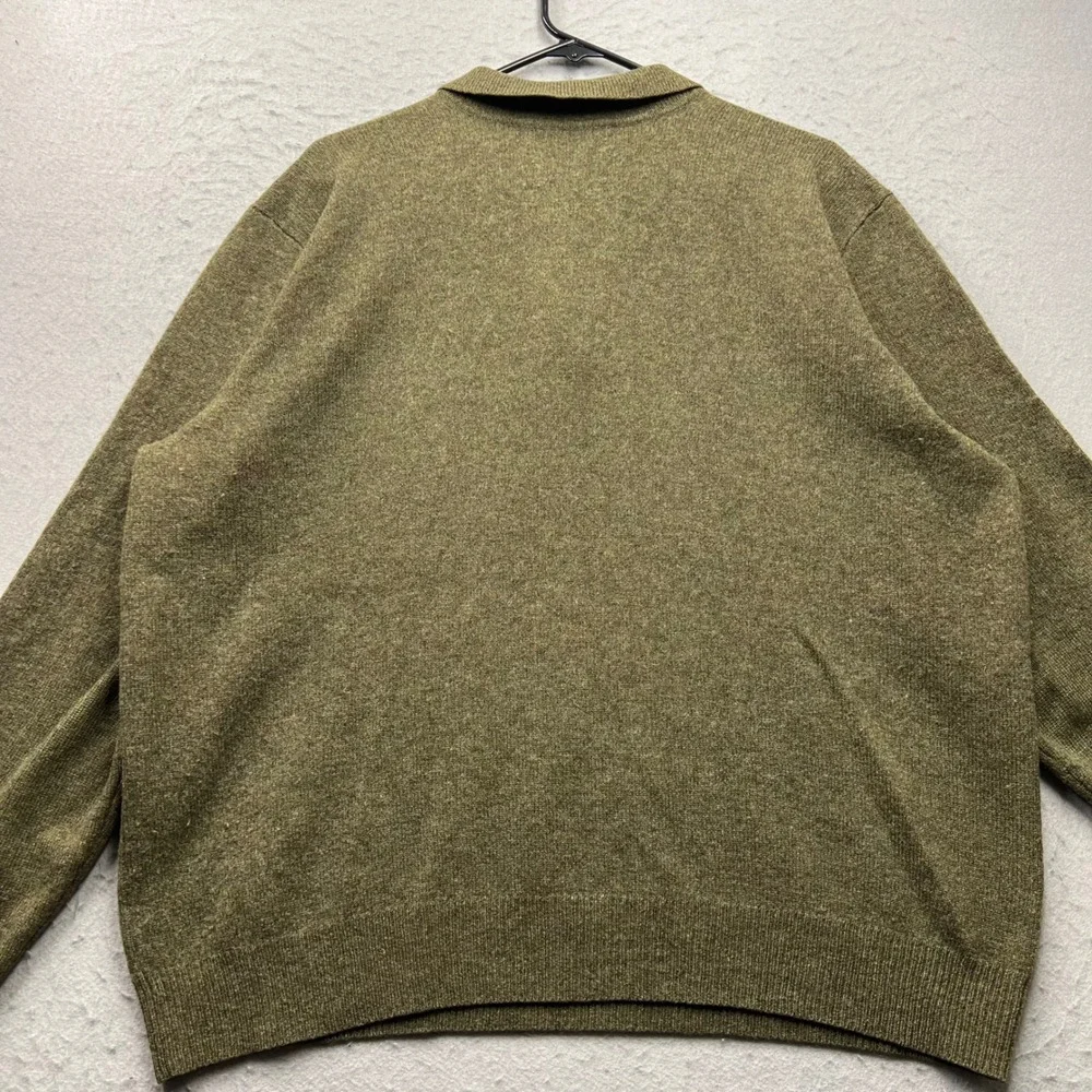 Polo Ralph Lauren Mens XXL Olive Green 100% Lambs Wool Long Sleeve Polo Sweater